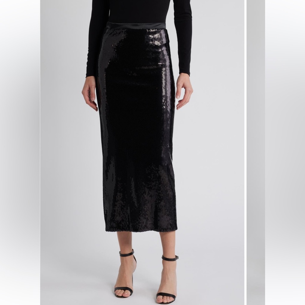 BOSS Eluxia Sequin Midi Skirt in Black